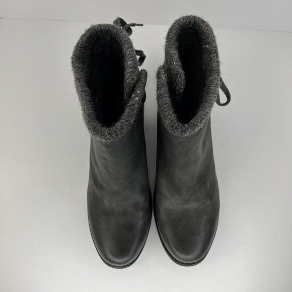 Roxy Dakota Boots Womens Size 10 Gray Booties Faux Leather Fur Lined Heels - Picture 5 of 9